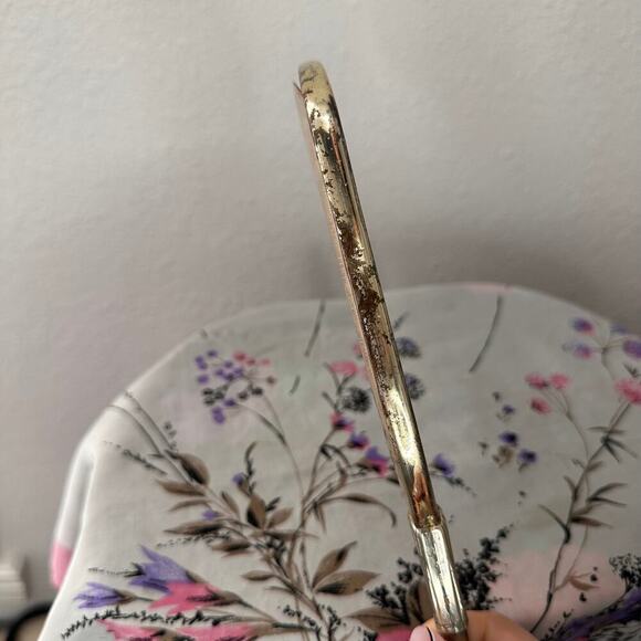 Vintage French Style Handheld Mirror Embossed Detailed Back - Picture 4 of 8